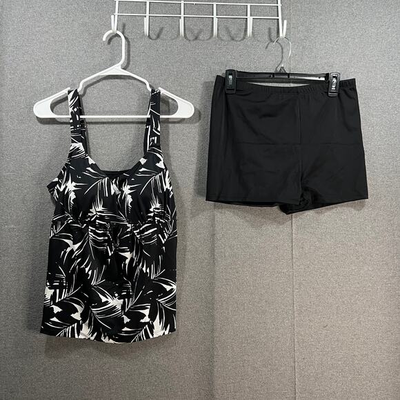 Kim Gravel x Swimsuits Scoop Neck Tankini Set w/ Bike Shorts Black Size 14 - Picture 1 of 9